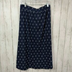 Terra & Sky Women's Blue Diamond Geometric Print Knit Maxi Skirt Size 2X